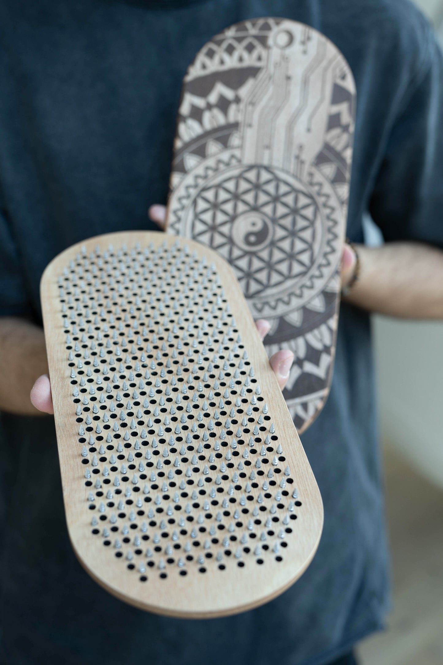 Handgefertigtes Sadhu Brett, Akupressur Sadhu Board aus Holz mit Kupfer- oder verzinkten NĂ€geln, Yogapraxis fĂŒr AnfĂ€nger 8mm, 10mm oder 12mm